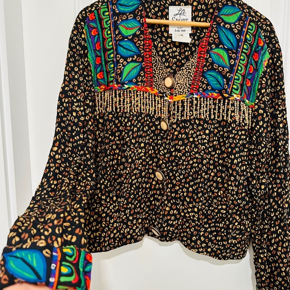 Vintage 2-Piece Set | LA Sport by Lori Ann Skirt and Jacket Set Vibrant Pattern - Picture 5 of 14